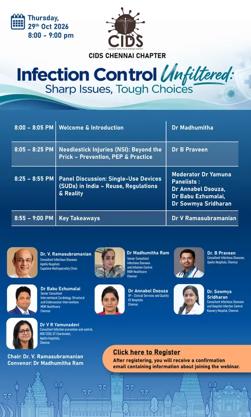 CIDS Chennai Chapter: Infection Control Unfiltered, 29 October 2026